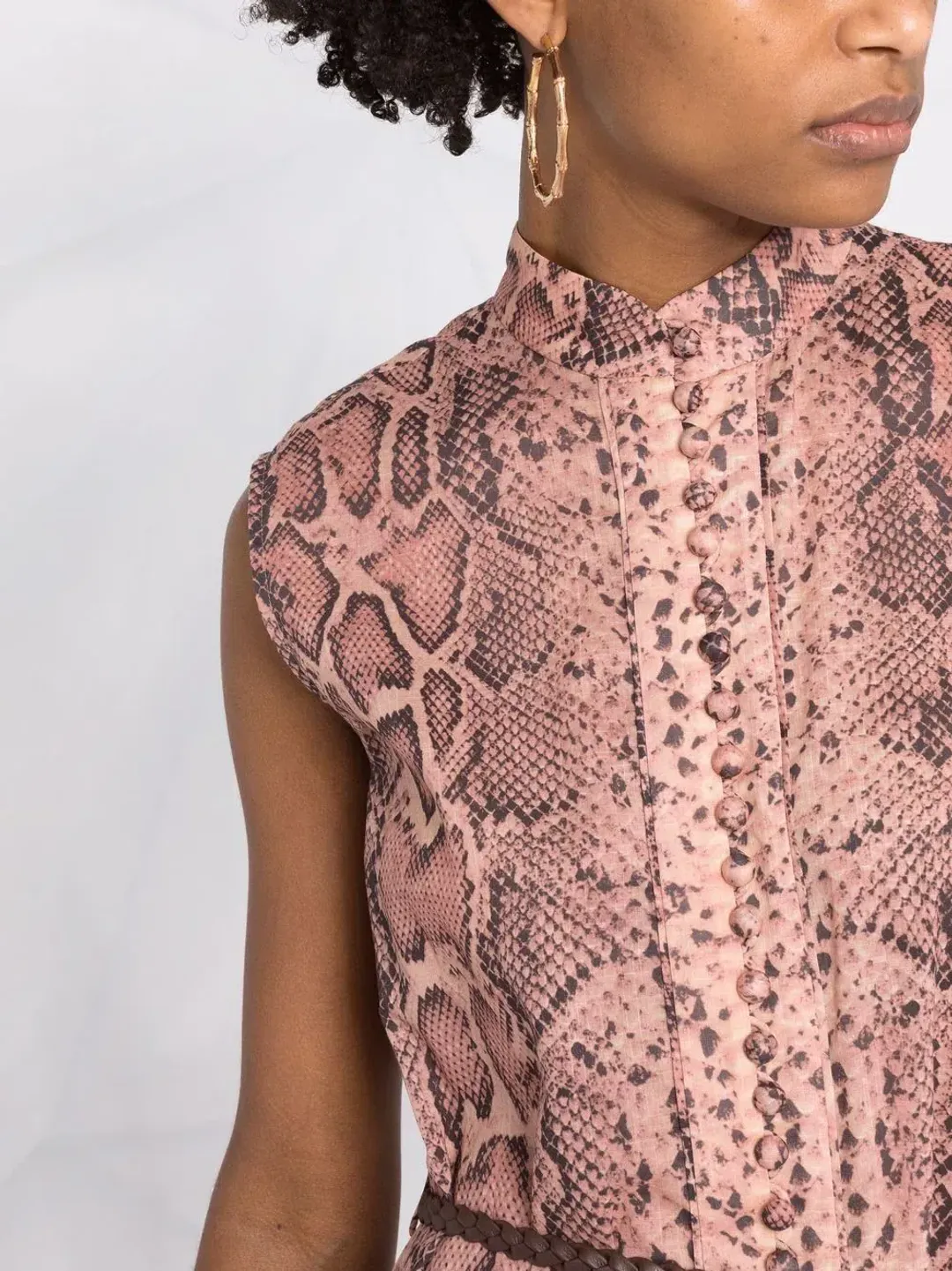 Zimmermann Moonshine Flared Mini Dress Pink Snake Print Size 0 / AU 8 for rent on The Volte - main image
