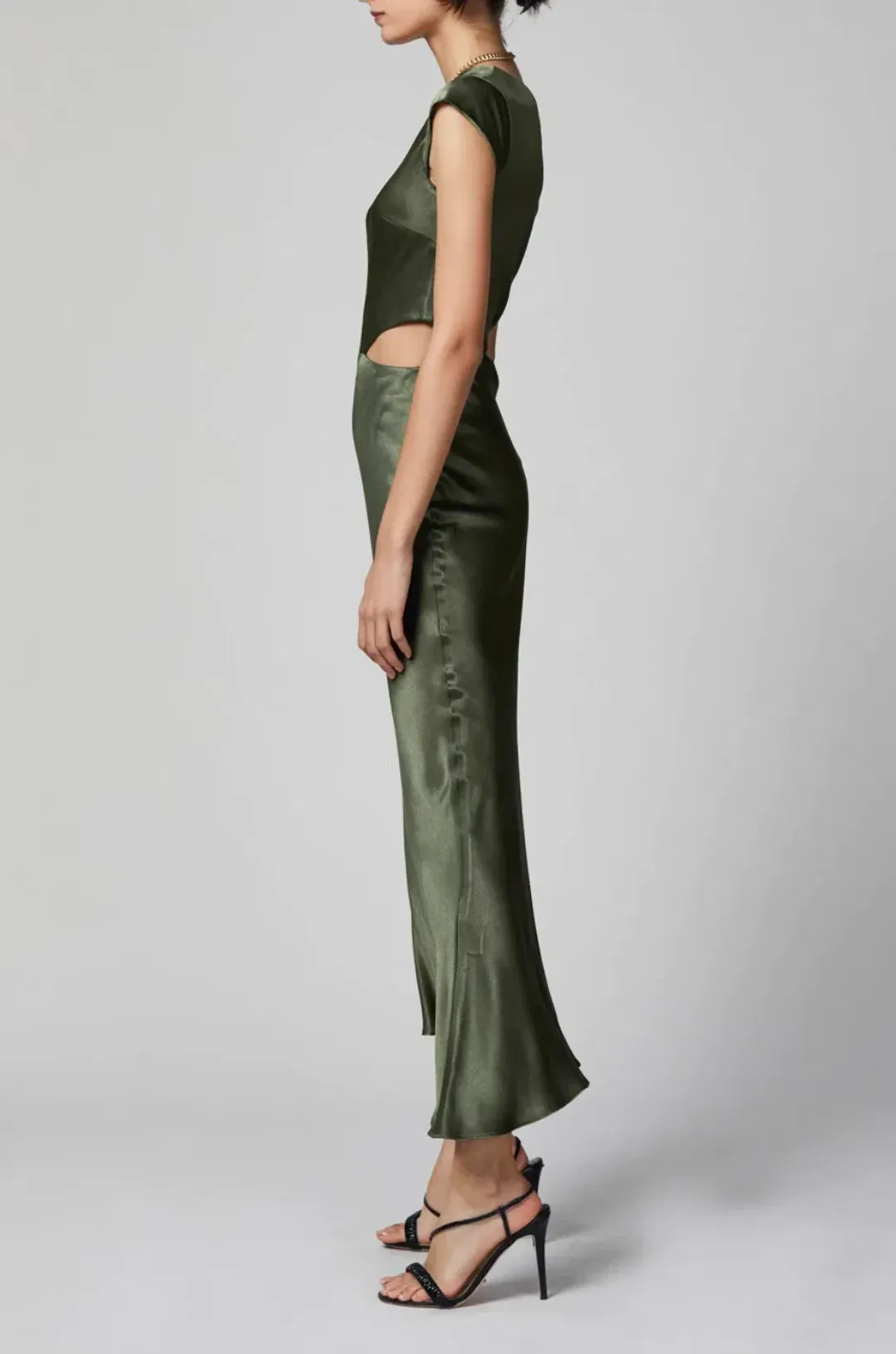 Bec & Bridge Delphine Asym Midi Dress Fern Green Size 10 for rent on The Volte - main image