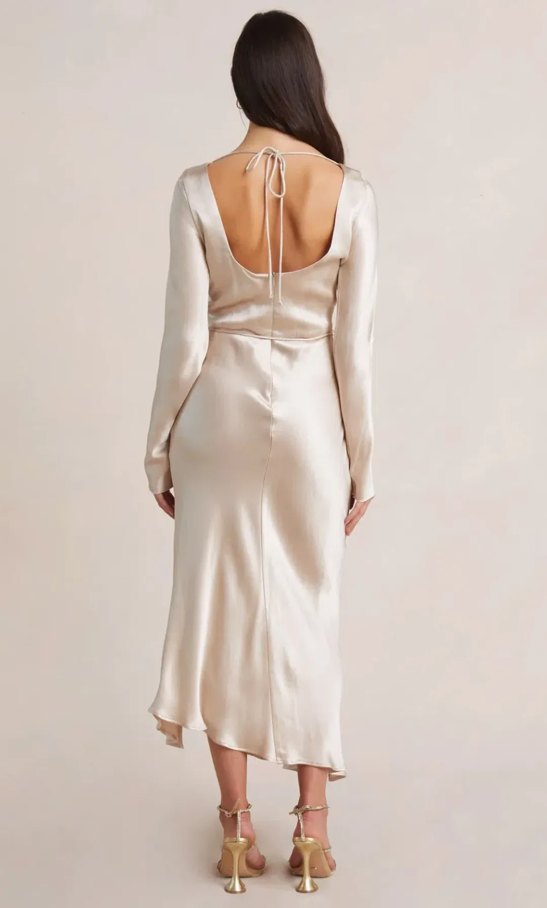 Bec & Bridge Moon Dance Long Sleeve Midi Dress Sand Size 10 for rent on The Volte - main image