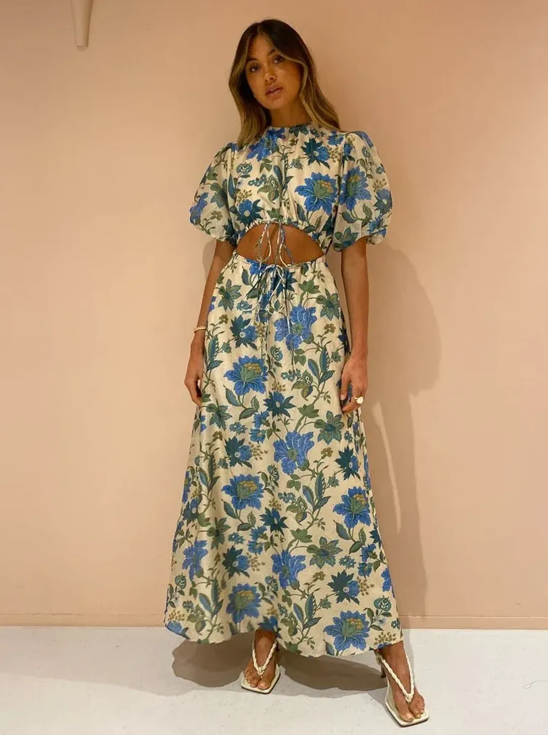 Sir the Label Celia Puff Sleeve Maxi Dress Marguerite Floral Print AU10 for rent on The Volte - main image