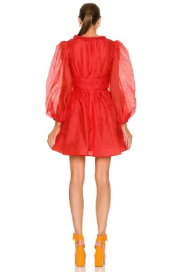 Zimmermann Prima Frill V Neck Mini Dress Tomato Size 3 / AU 14 for rent on The Volte - image 4