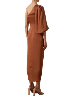 Shona Joy Luxe Tie Front One Shoulder Cocktail Dress Mocha Size 10 for rent on The Volte - image 3