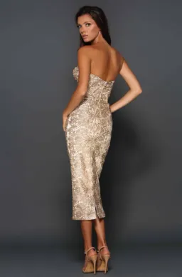 Elle Zeitoune Jayce Midi Dress Gold Size 10 for rent on The Volte - image 2
