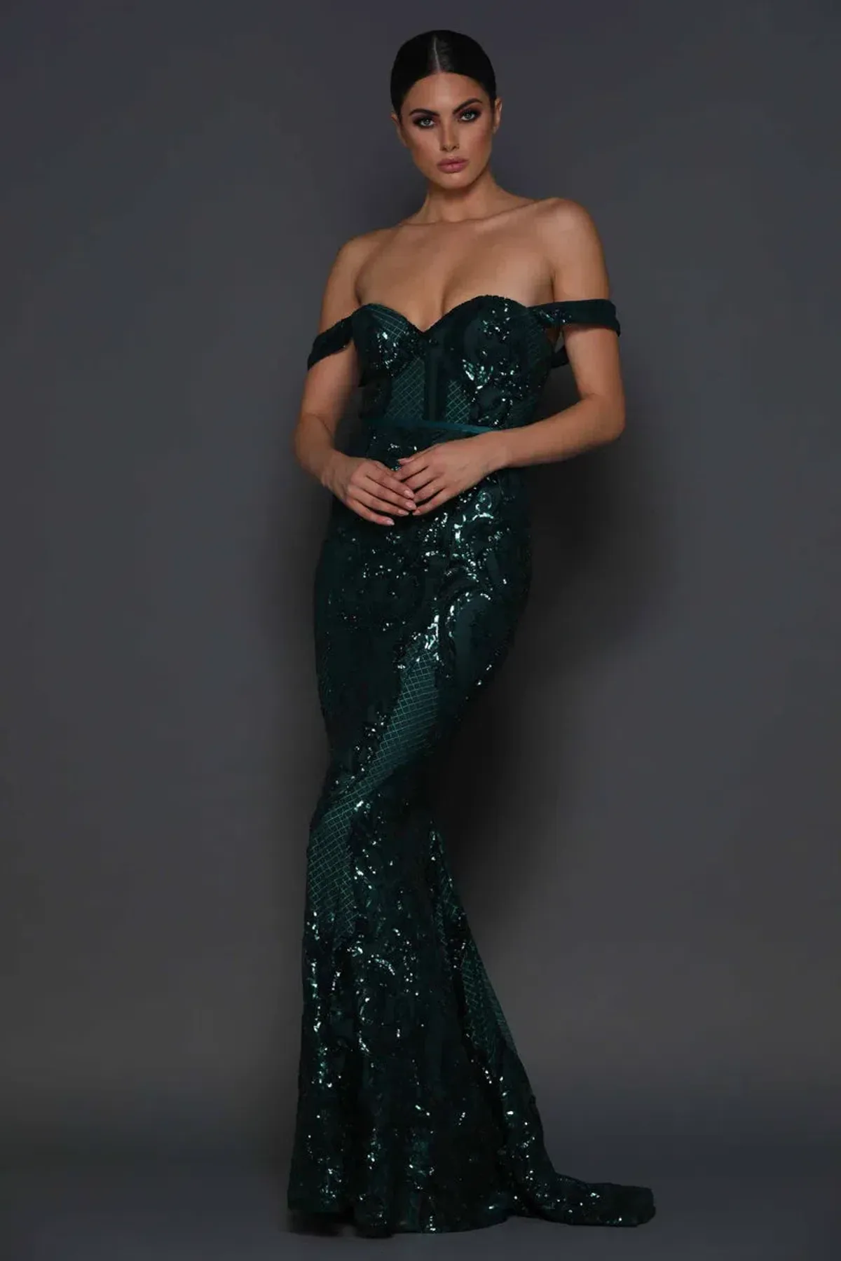 Elle Zeitoune Harris Gown Emerald Green Size 6 for rent on The Volte - main image