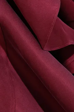 Zimmermann Asymmetric Washed Silk Wrap Midi Dress Burgundy Size 12 for rent on The Volte - image 3