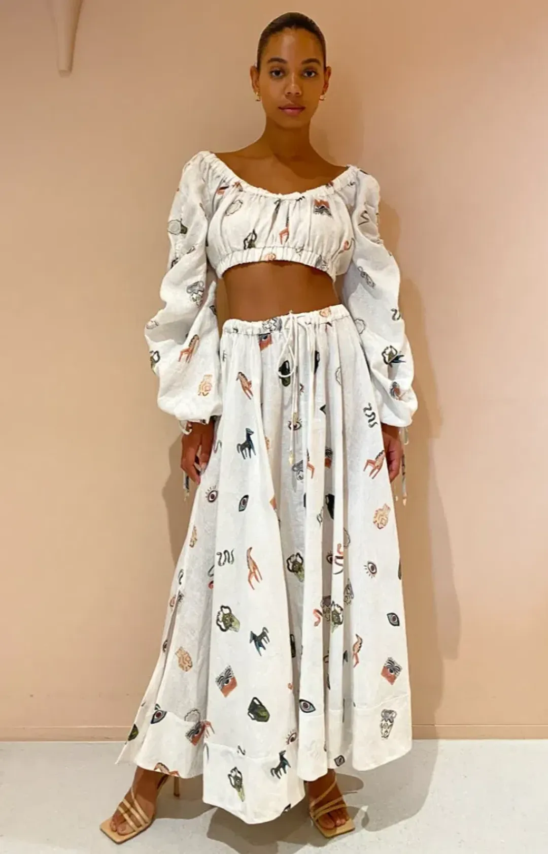 Alemais Hera Drawstring Top and Midi Skirt Set Print Size 8 for rent on The Volte - main image