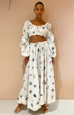 Alemais Hera Drawstring Top and Midi Skirt Set Print Size 8 for rent on The Volte - image 1