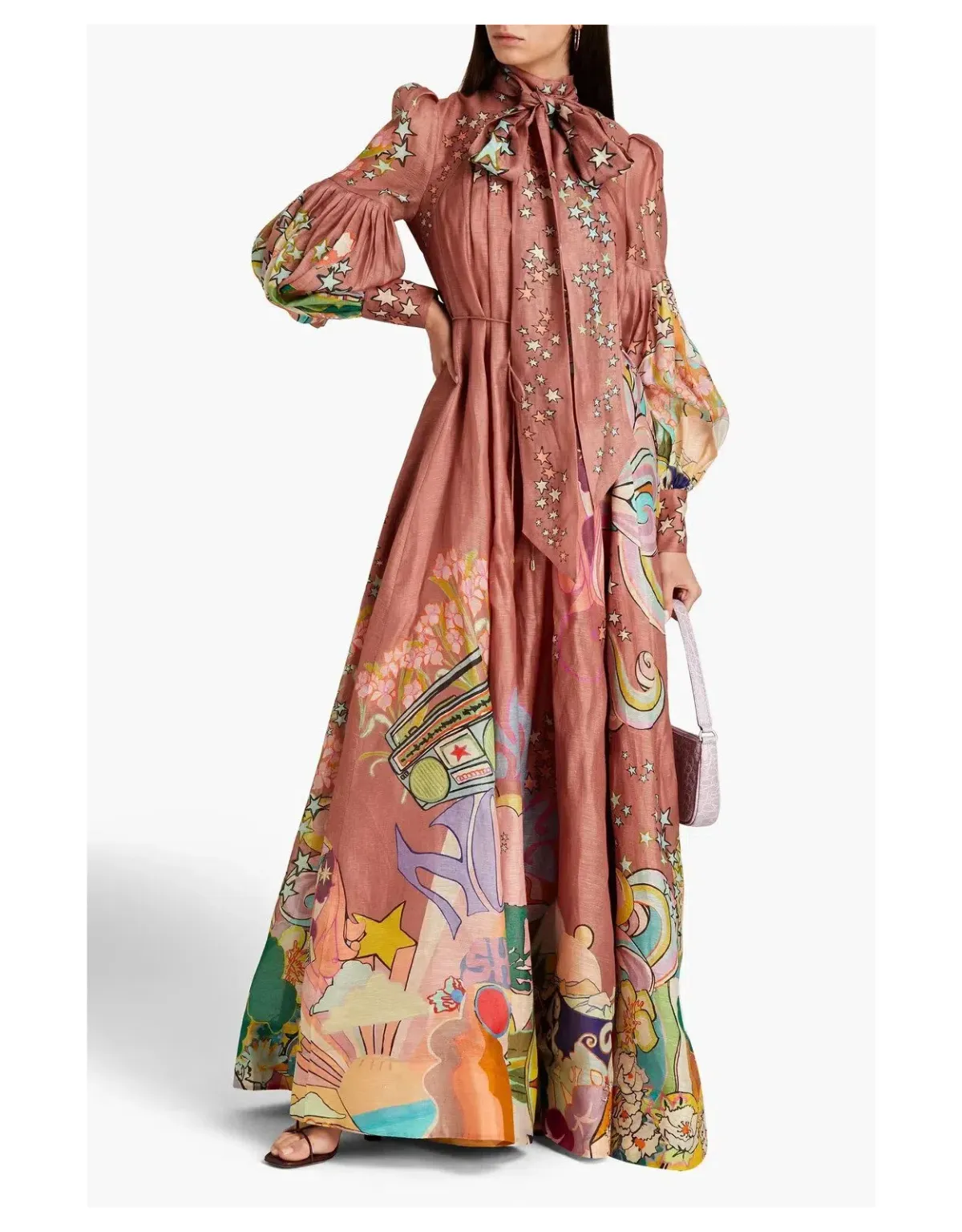 Zimmermann Concert Tie Neck Gown Pink Collage Size 1 / Au 10 for rent on The Volte - main image