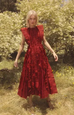 Aje  Hybrid Midi Dress Burgundy Size 12 for rent on The Volte - image 1