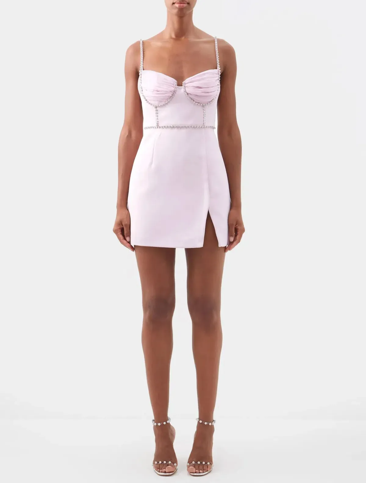 Self Portrait Chiffon And Crepe Mini Dress Pink Size M / AU 10 for rent on The Volte - main image