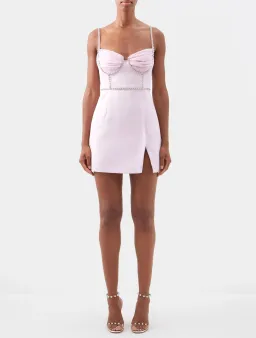 Self Portrait Chiffon And Crepe Mini Dress Pink Size M / AU 10 for rent on The Volte - image 1