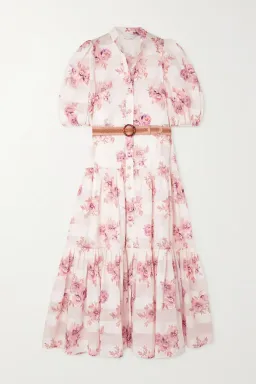 Zimmermann Rosa Belted Floral-Print Cotton and Silk-Blend Jacquard Midi Shirt Dress Size 16 for rent on The Volte - image 4