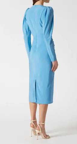 Scanlan Theodore Silk Drape Sleeve Dress Blue Size 8 for rent on The Volte - image 3