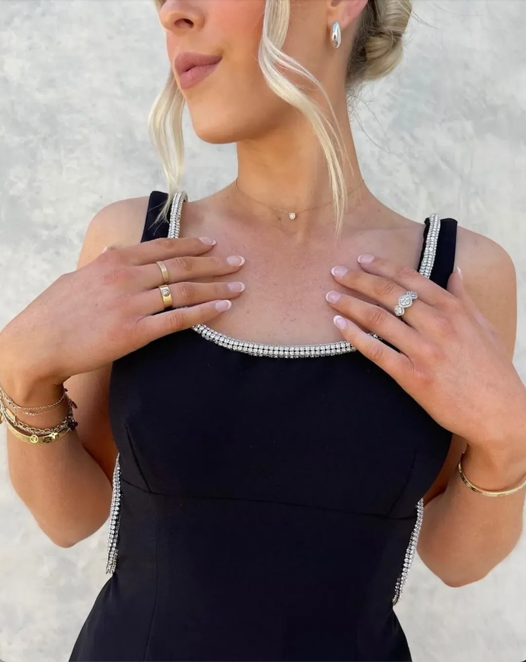 Nicola Finetti Short Diamond Backless Dress Black Size 8 for rent on The Volte - main image