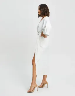 Tussah Midi Dress in White Size 8 for rent on The Volte - image 3