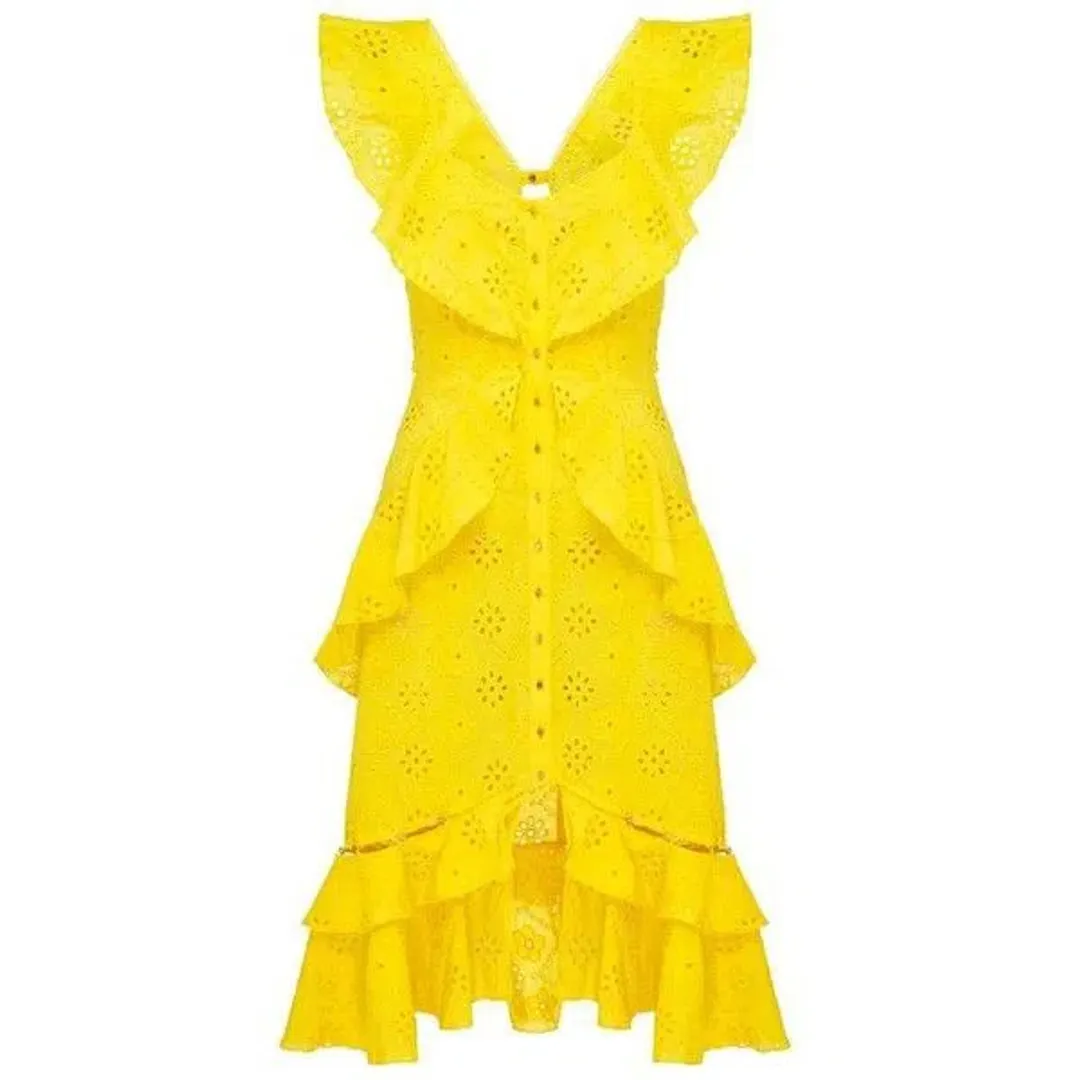 Alice McCall Clair De Lune Dress in Lemon Daisy Size 10 for rent on The Volte - main image