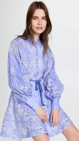 Zimmermann Violet Button Up Mini Dress Cornflower Bandana Size 1 / Au 10 for rent on The Volte - image 4