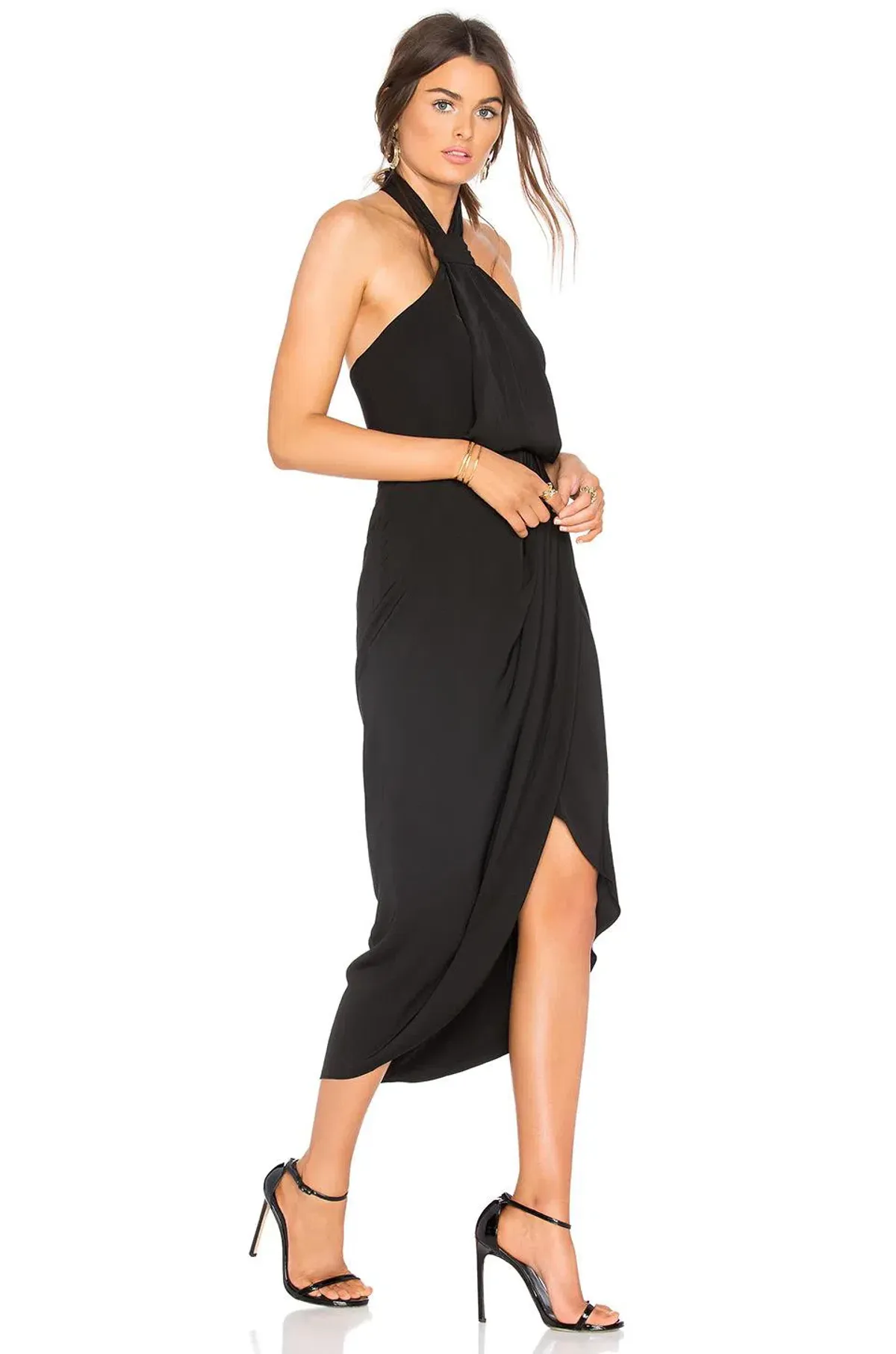 Shona Joy Knot Draped  Black Dress Black Size 12 for rent on The Volte - main image