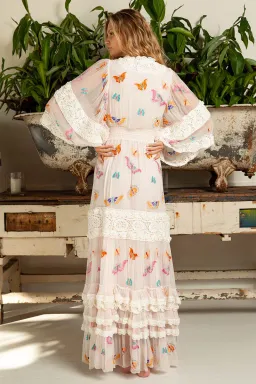 Fillyboo Madam Butterfly Embroidered Duster in Delicacy Size M for rent on The Volte - image 3