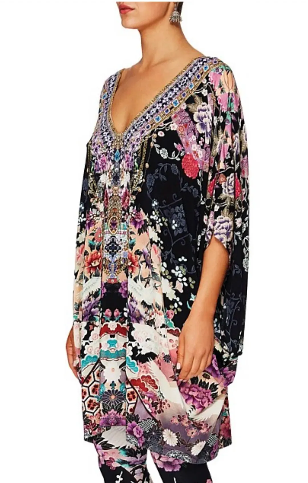 Camilla Bat Sleeve Dress Nights with Her Print One Size for rent on The Volte - main image