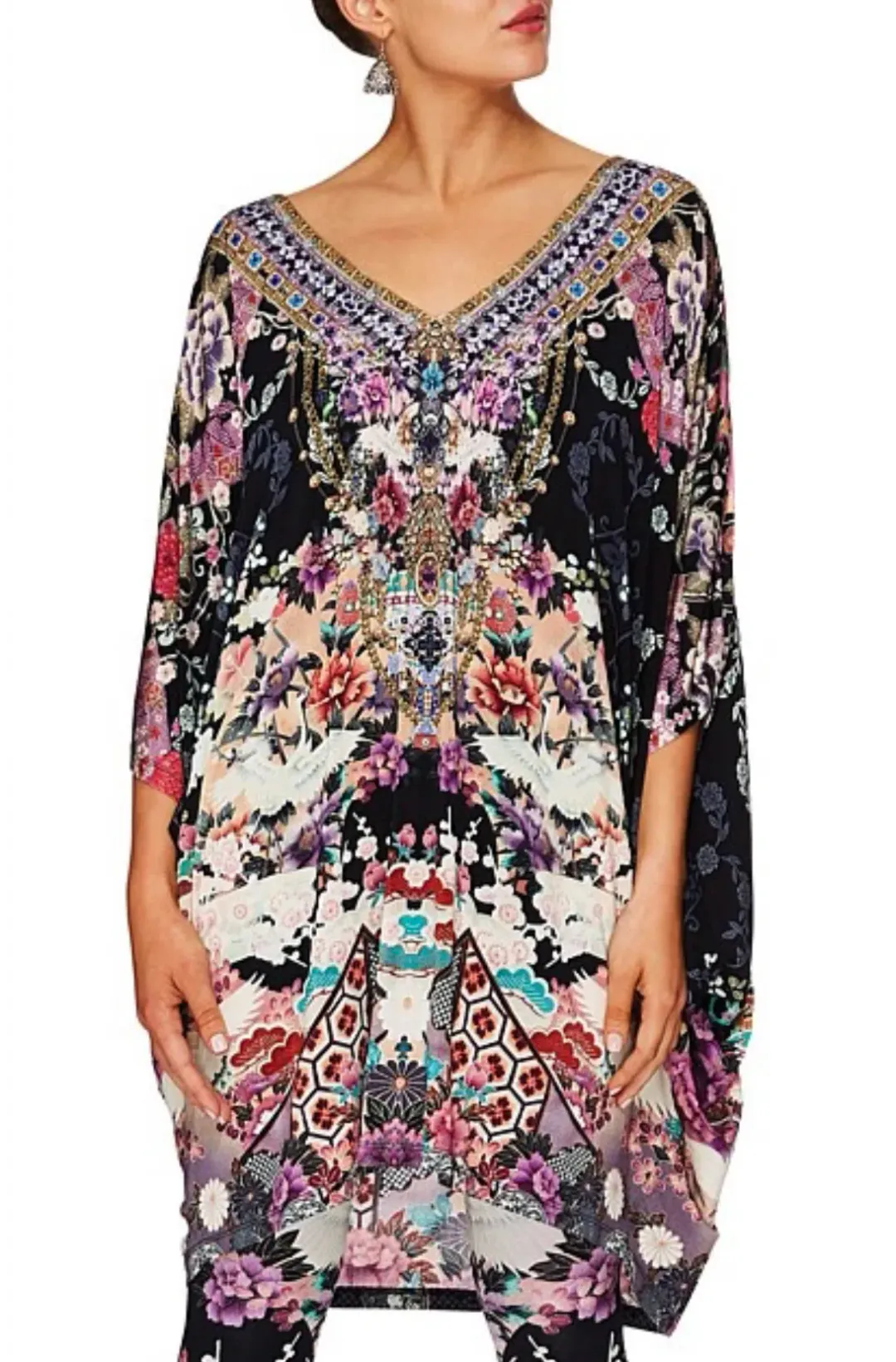 Camilla Bat Sleeve Dress Nights with Her Print One Size for rent on The Volte - main image