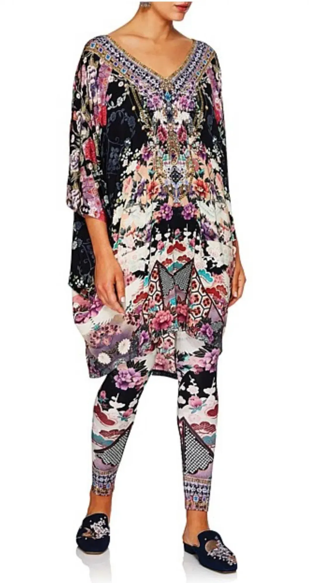 Camilla Bat Sleeve Dress Nights with Her Print One Size for rent on The Volte - main image