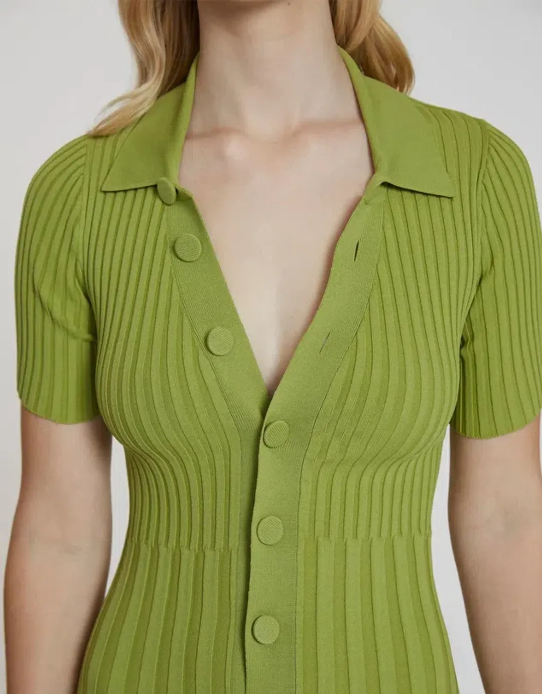 By Johnny Button Down Knit Midi Dress Green Size XS for rent on The Volte - main image