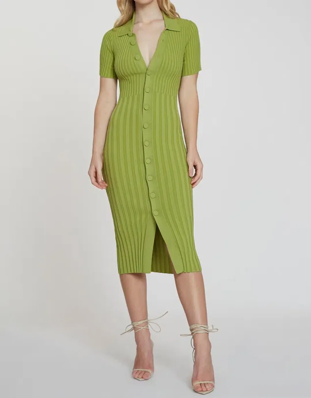 By Johnny Button Down Knit Midi Dress Green Size XS for rent on The Volte - main image