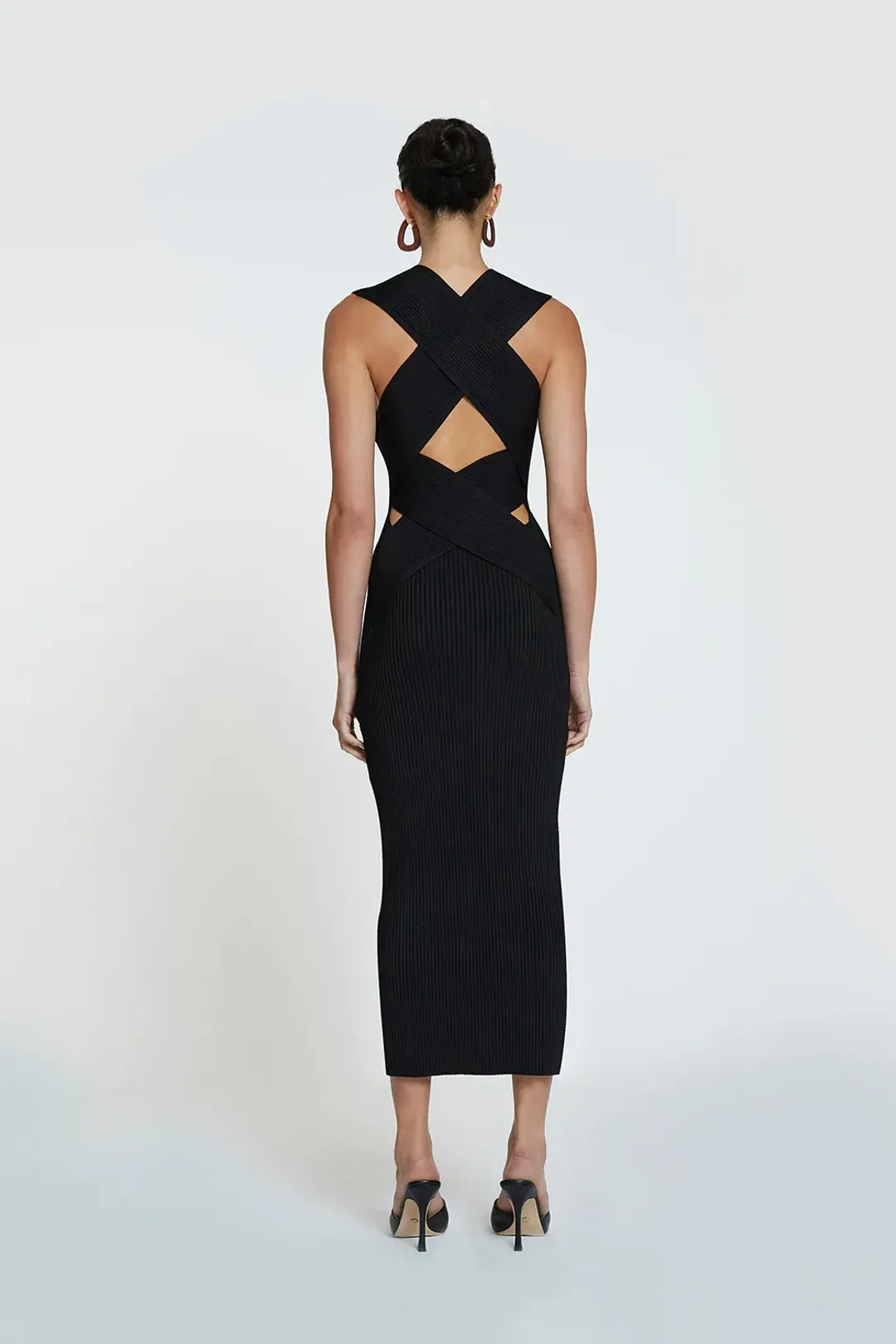 By Johnny Leora Latice Knit Midi Dress Black Size S for rent on The Volte - main image