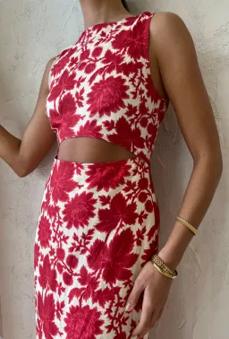 Sir the Label Cinta Cut Out Midi Dress Print Size 3 / AU 12 for rent on The Volte - image 3