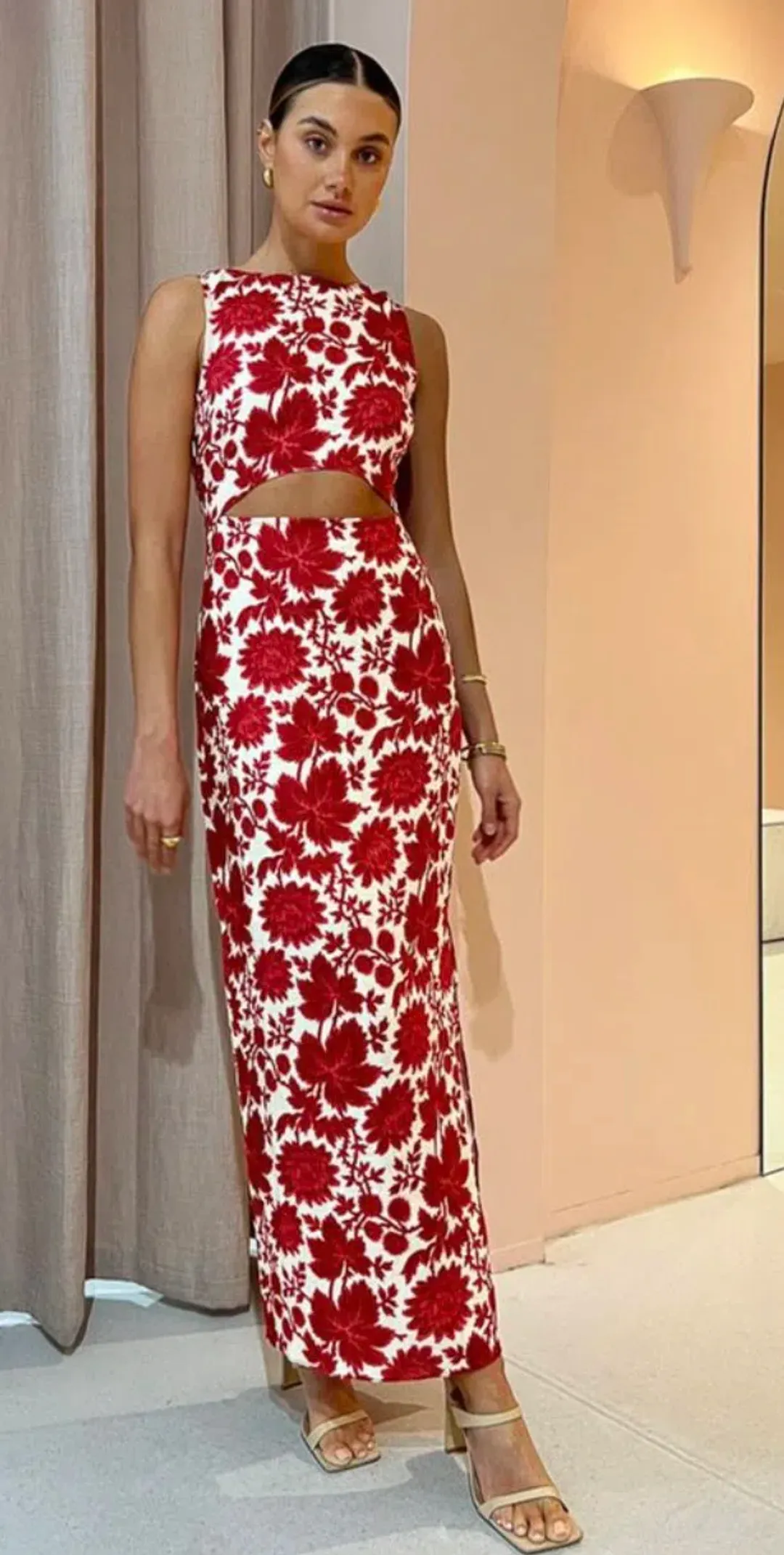Sir the Label Cinta Cut Out Midi Dress Print Size 3 / AU 12 for rent on The Volte - main image
