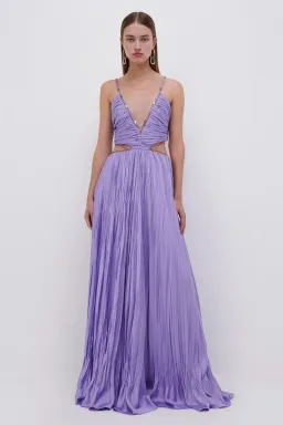 Jonathan Simkhai Marli Pleated Gown Lavender Size 6 for rent on The Volte - image 2