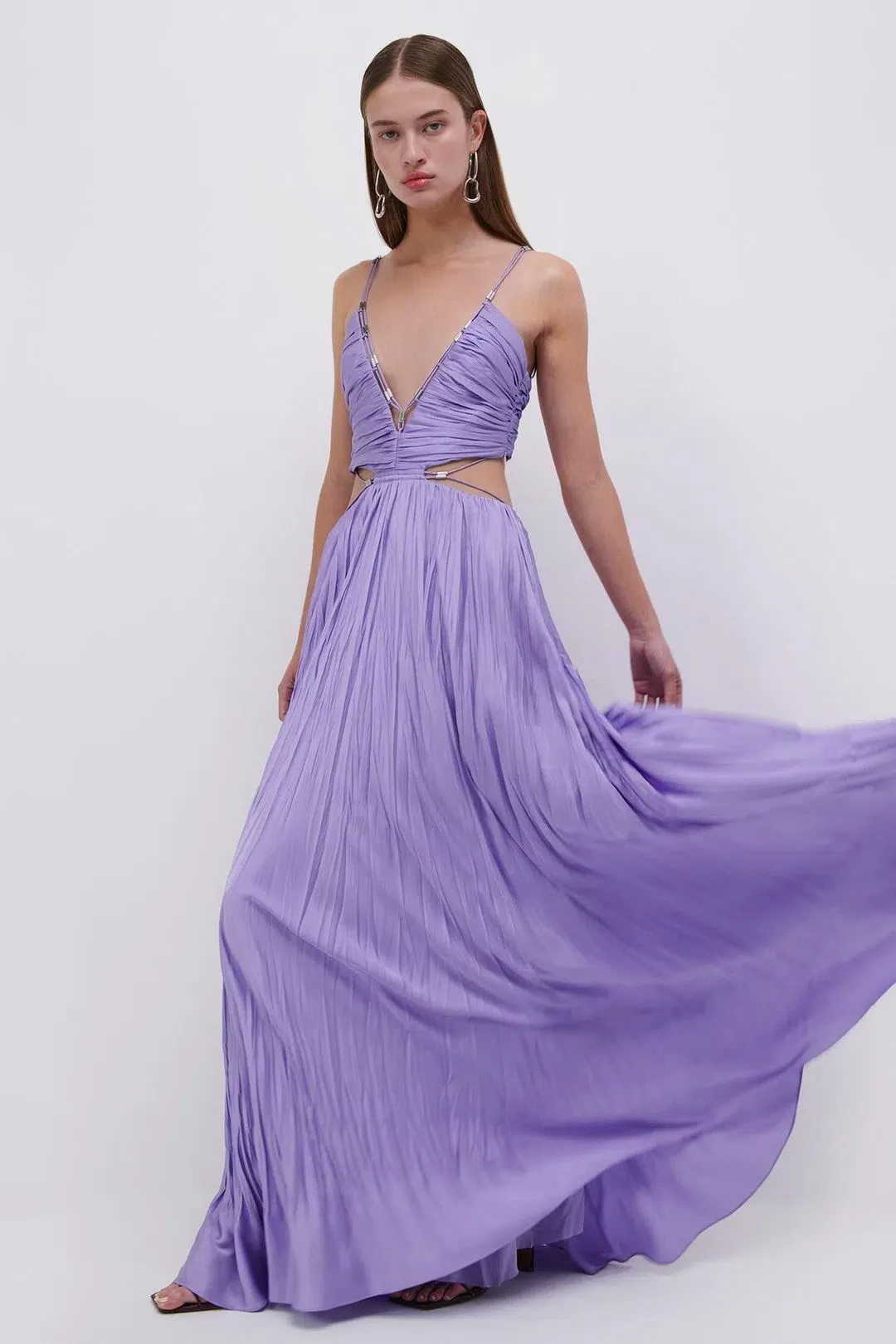 Jonathan Simkhai Marli Pleated Gown Lavender Size 6 for rent on The Volte - main image