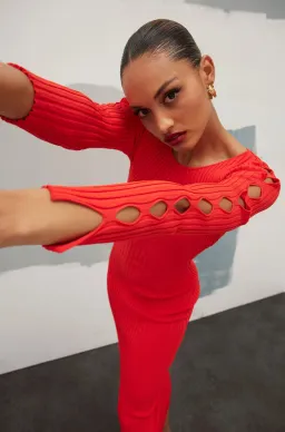 Mossman The Vivid Knit Dress Red Size 10 for rent on The Volte - image 4