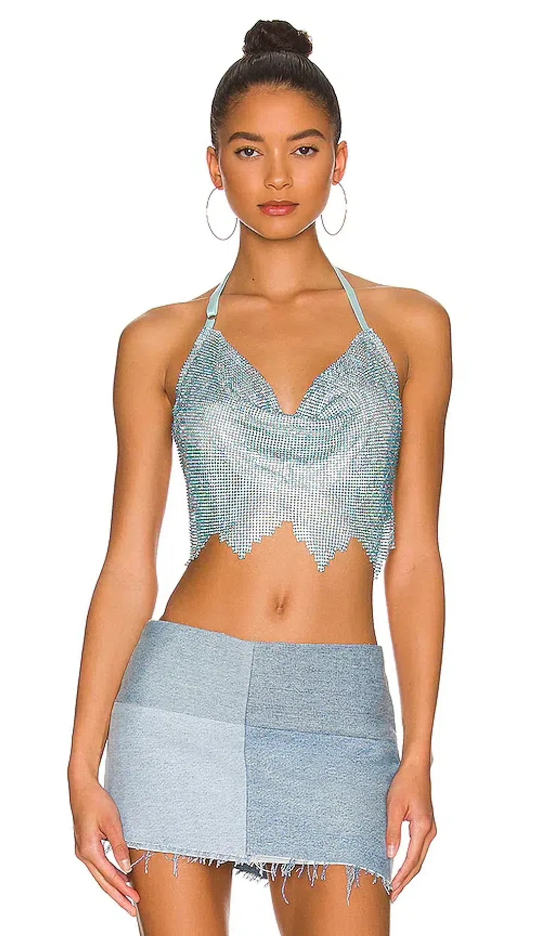 Poster Girl Lyla Crop Top in Cerulean Blue Crystal Size 8 for rent on The Volte - main image