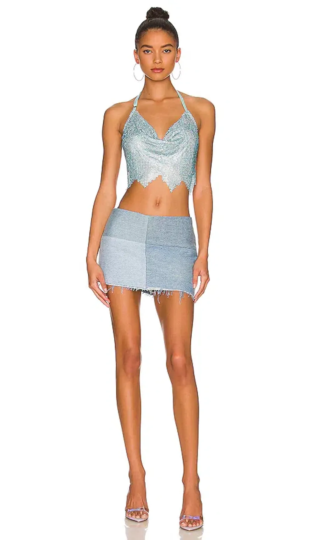 Poster Girl Lyla Crop Top in Cerulean Blue Crystal Size 8 for rent on The Volte - main image