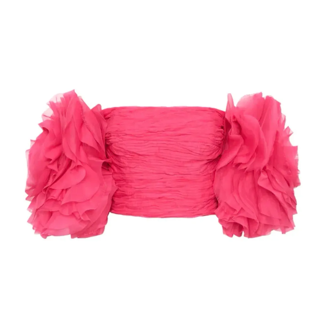 Aje Amour Bubble Top Berry Pink Size 8 for rent on The Volte - main image