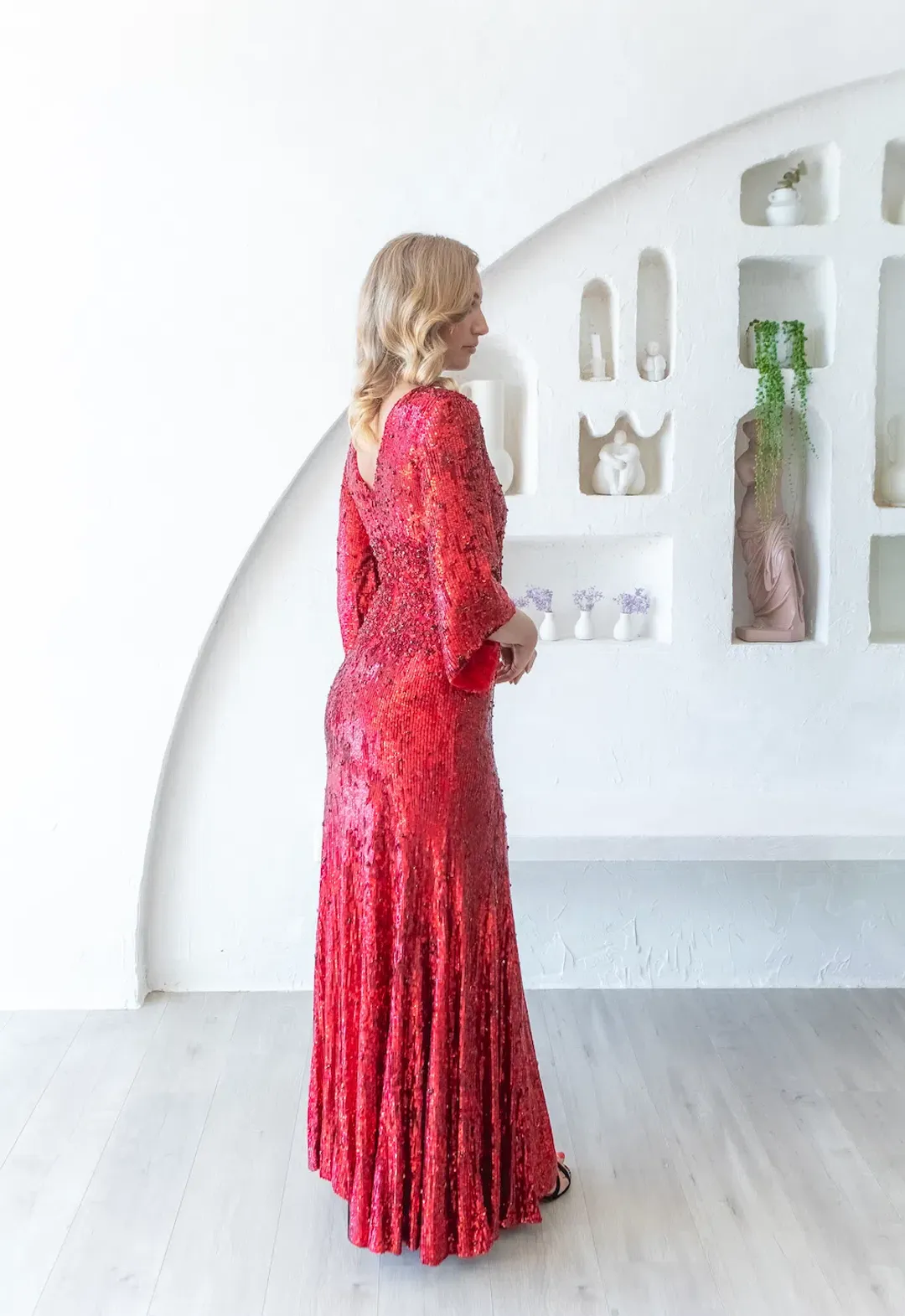 Rachel Gilbert Capella Sequin Gown Red Size AU 8  for rent on The Volte - main image