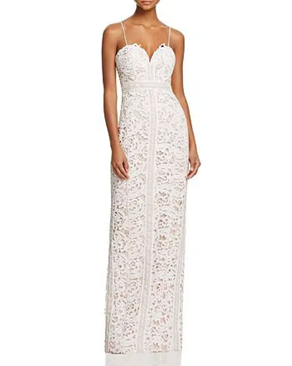 Bariano Emma Sweetheart Lace Gown White/Nude Size 8 for rent on The Volte - main image