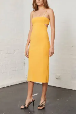 Bec and Bridge Elle Cut Out Midi Dress Yellow Size 6 for rent on The Volte - image 1