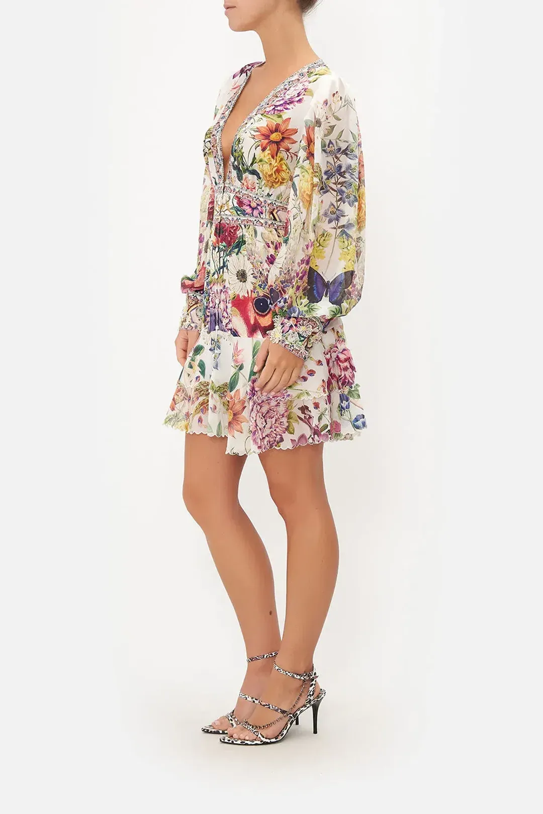 Camilla Button Front Frill Dress Queens Bee Hive Print Size 6 for rent on The Volte - main image