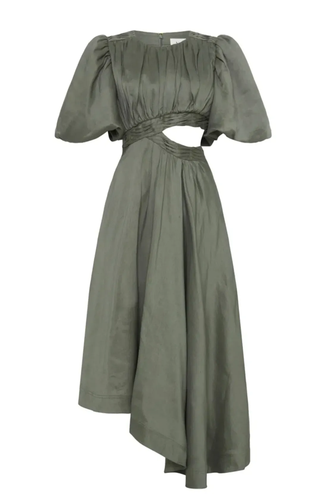 Aje Tidal Tucked Cut Out Midi Dress Green Size 8 for rent on The Volte - main image