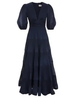 Zimmermann Pleated Midi Dress Navy Size 4/AU 16 for rent on The Volte - image 1