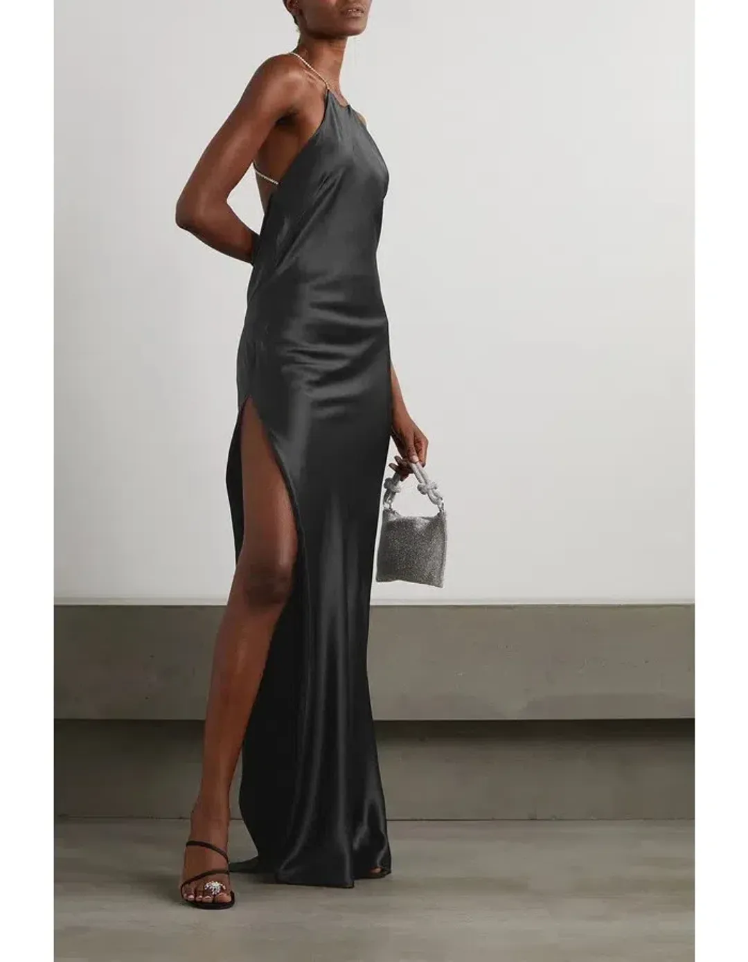 Michael Lo Sordo Charlie Bias Halter Dress Black Size 6 for rent on The Volte - main image