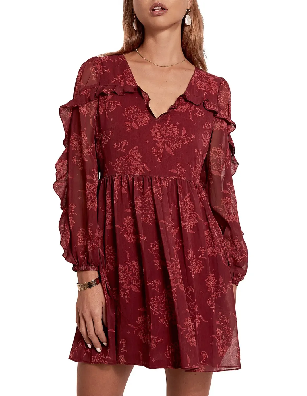 Steele Sahara Mini Dress Maroon Size Small for rent on The Volte - main image