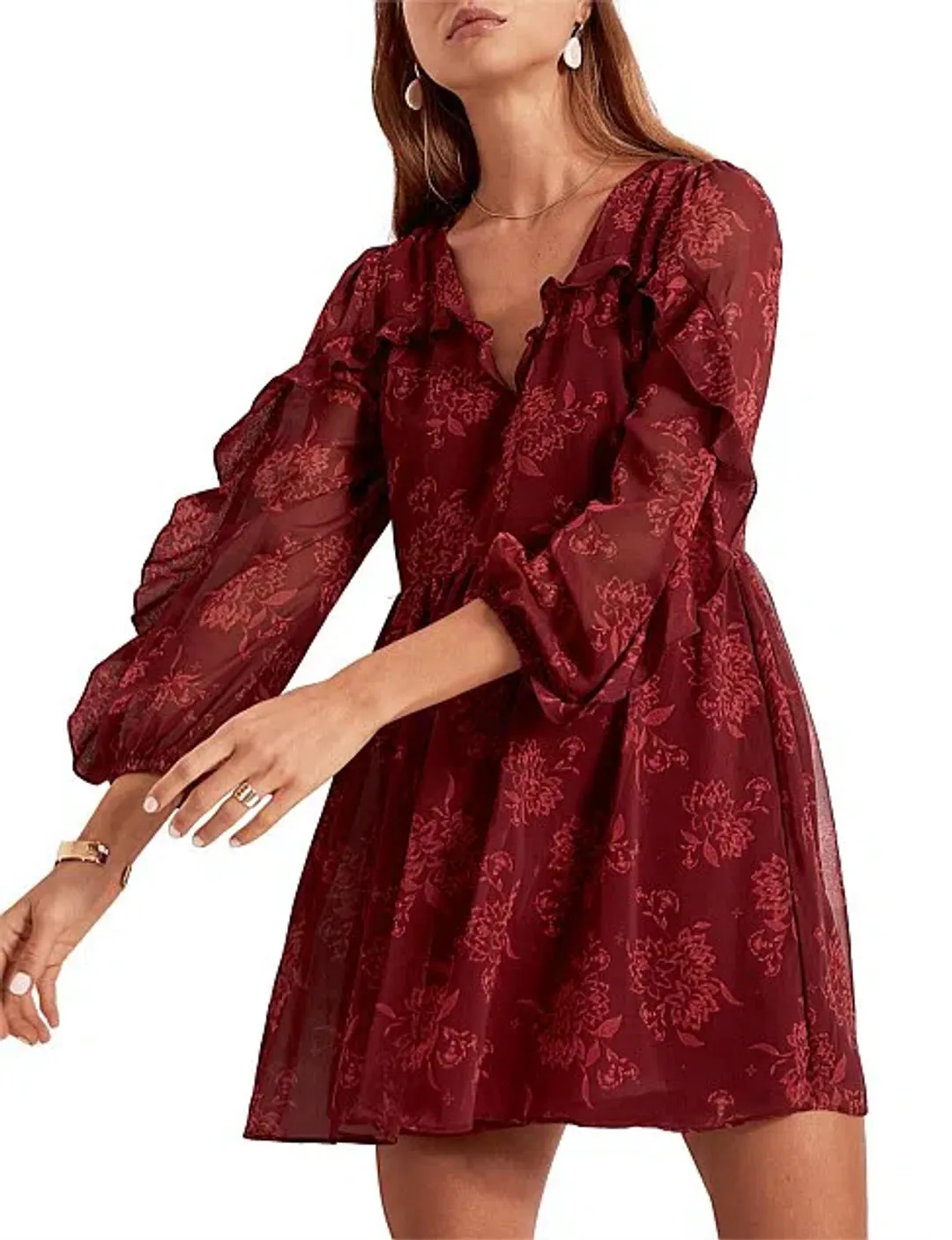 Steele Sahara Mini Dress Maroon Size Small for rent on The Volte - main image