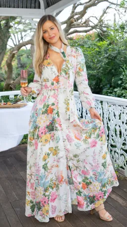 Zimmermann Heathers Plunge Long Maxi Dress Garden Floral Size 2 / AU 12   for rent on The Volte - image 3