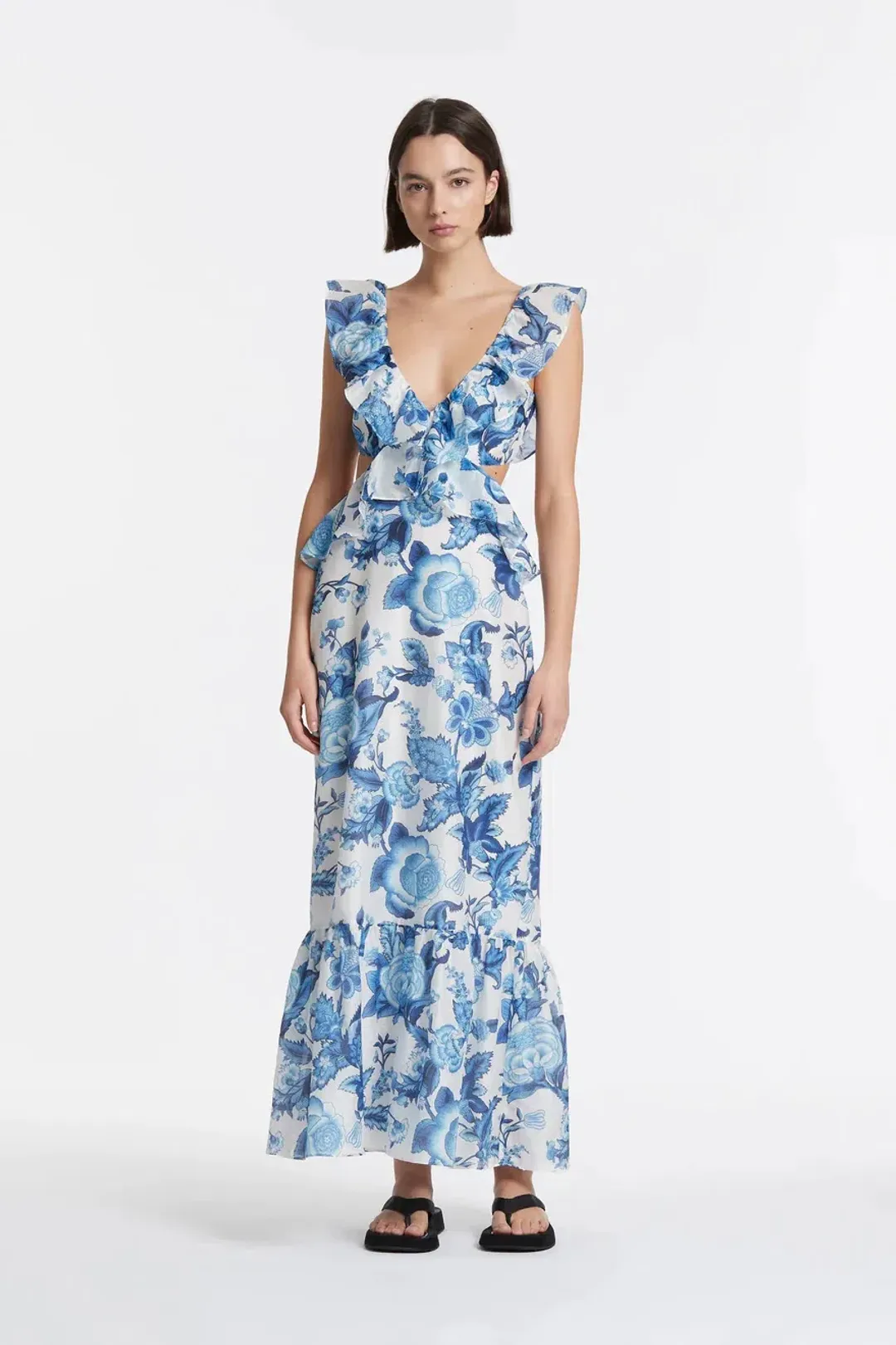 Sir the Label Amaris Frill Midi Dress Print Size AU 10 for rent on The Volte - main image