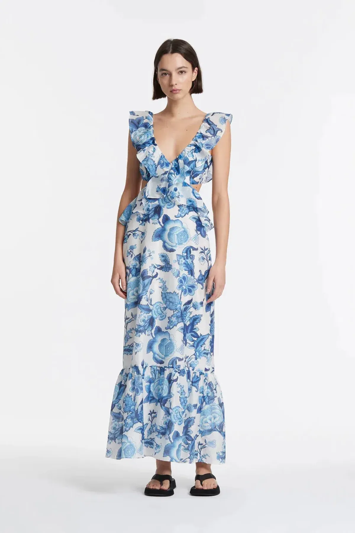 Sir the Label Amaris Frill Midi Dress Print Size AU 10 for rent on The Volte - main image