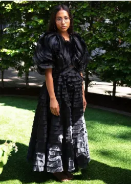 Aje Amour Ruffle Midi Dress Black Size 8 for rent on The Volte - image 7